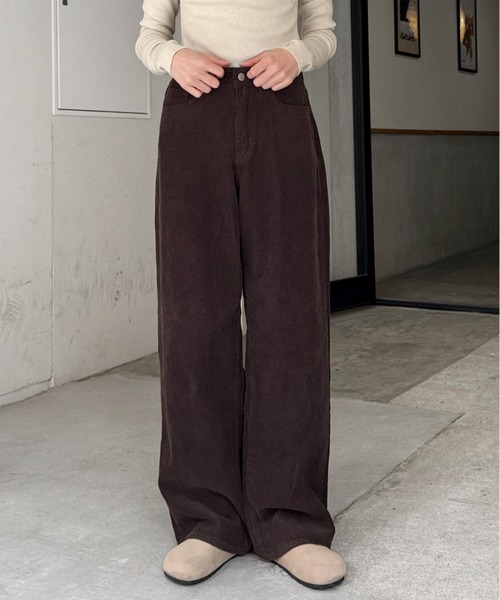 LE MORE（リモア）の「コーデュロイワイドストレートパンツ（その他パンツ・レディース・アイボリー/ブラウン・FREE）」の20枚目の写真