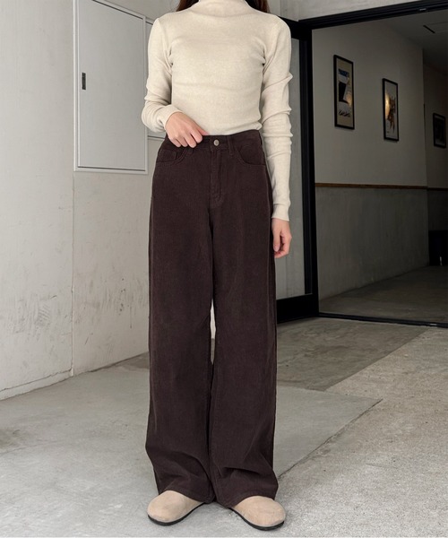 LE MORE（リモア）の「コーデュロイワイドストレートパンツ（その他パンツ・レディース・アイボリー/ブラウン・FREE）」の21枚目の写真