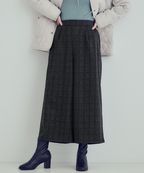 DRESKIP（ドレスキップ）の「【S-LL】あったか裏起毛クロップドワイドパンツ（その他パンツ・レディース・チャコールグレー/ベージュ系1/ブラック・01/02/03/04）」の2枚目の写真