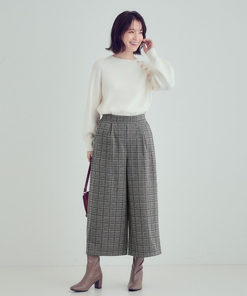 DRESKIP（ドレスキップ）の「【S-LL】あったか裏起毛クロップドワイドパンツ（その他パンツ・レディース・チャコールグレー/ベージュ系1/ブラック・01/02/03/04）」の10枚目の写真