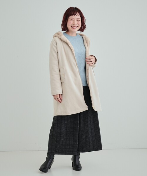 セール】【S-LL】あったか裏起毛クロップドワイドパンツ（その他