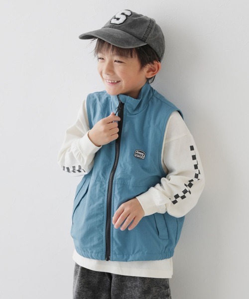 devirock(デビロック)の「水はじく ナイロン ポケッタブルベスト(その他アウター・キッズ・スカイブルー/ブラック/ライトグレー・110cm/100cm/160cm/150cm/140cm/130cm/120cm)」の2枚目の写真