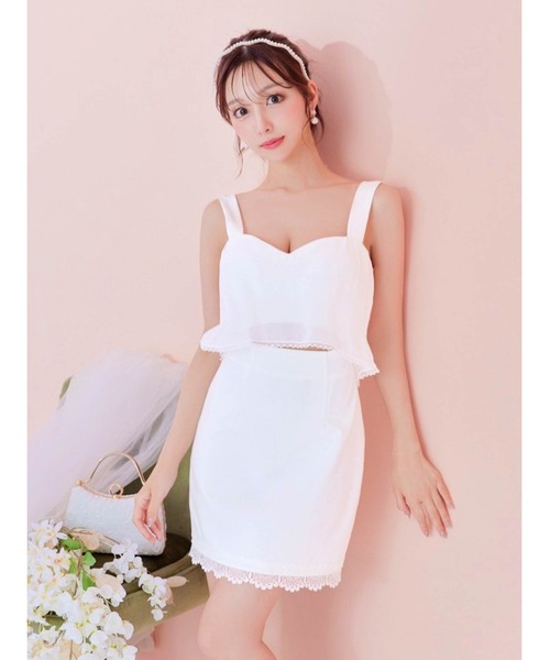 DAZZY(デイジー)の「ウエストカット シフォン バックルビジュー ノースリーブ タイトミニドレス(ドレス・レディース・ミント/ホワイト・XS/S/M)」の2枚目の写真