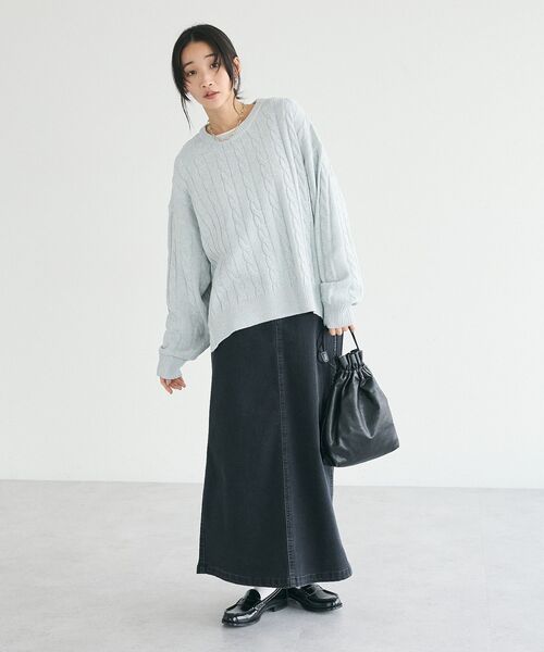 CRAFT STANDARD BOUTIQUE(クラフトスタンダードブティック)の「ケーブル柄サイドスリットニットプルオーバー(ニット/セーター・レディース・ホワイト系その他/杢グレー/ブルー・M/L/XL)」の8枚目の写真