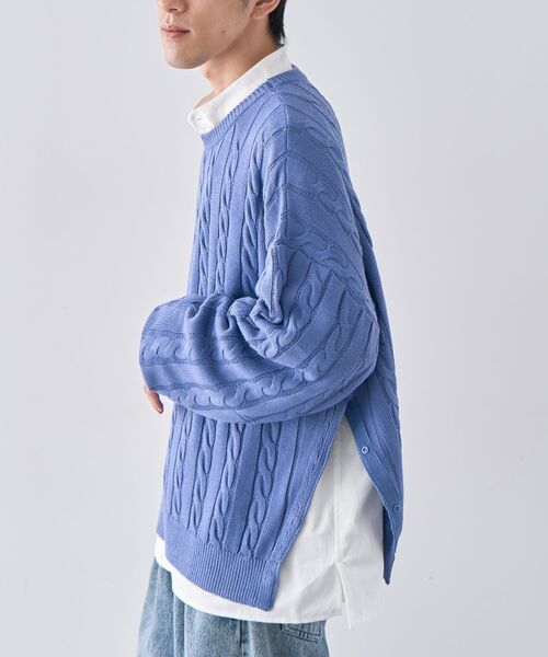 CRAFT STANDARD BOUTIQUE(クラフトスタンダードブティック)の「ケーブル柄サイドスリットニットプルオーバー(ニット/セーター・レディース・ホワイト系その他/杢グレー/ブルー・M/L/XL)」の16枚目の写真