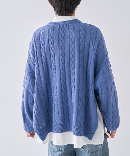 CRAFT STANDARD BOUTIQUE(クラフトスタンダードブティック)の「ケーブル柄サイドスリットニットプルオーバー(ニット/セーター・レディース・ホワイト系その他/杢グレー/ブルー・M/L/XL)」の17枚目の写真