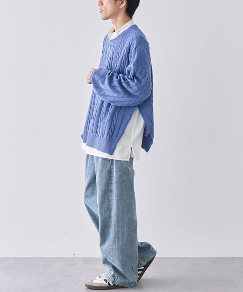 CRAFT STANDARD BOUTIQUE(クラフトスタンダードブティック)の「ケーブル柄サイドスリットニットプルオーバー(ニット/セーター・レディース・ホワイト系その他/杢グレー/ブルー・M/L/XL)」の19枚目の写真