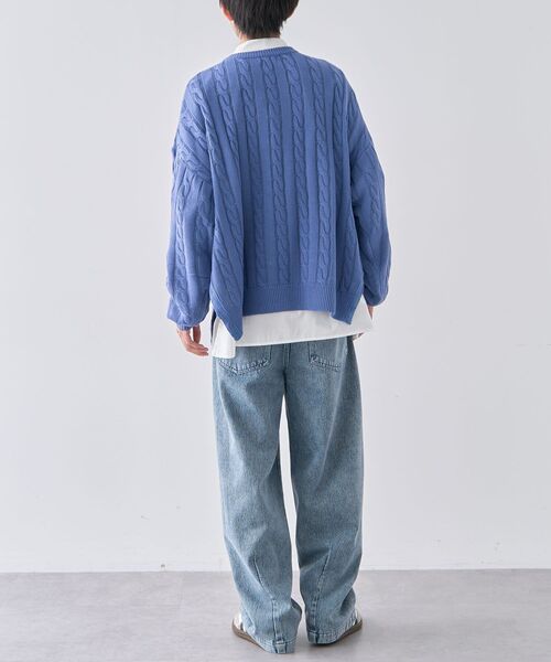 CRAFT STANDARD BOUTIQUE(クラフトスタンダードブティック)の「ケーブル柄サイドスリットニットプルオーバー(ニット/セーター・レディース・ホワイト系その他/杢グレー/ブルー・M/L/XL)」の20枚目の写真