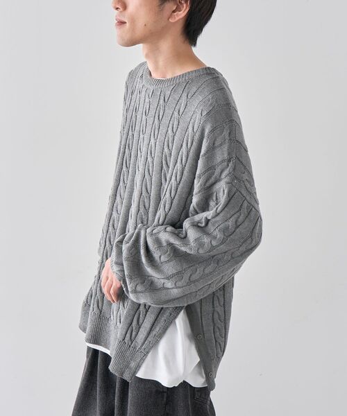 CRAFT STANDARD BOUTIQUE(クラフトスタンダードブティック)の「ケーブル柄サイドスリットニットプルオーバー(ニット/セーター・レディース・ホワイト系その他/杢グレー/ブルー・M/L/XL)」の22枚目の写真
