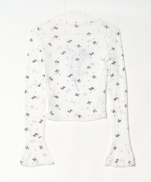 gossip!ロサンゼルス(ゴシップロサンゼルス)の「Y2K リボンレース シースルートップス(Tシャツ/カットソー・レディース・オフホワイト・FREE)」の2枚目の写真