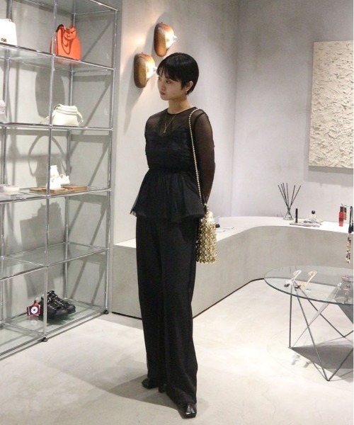 CHARMING TULLE LAYERED SET UP DRESS（パンツドレス）｜Ameri（アメリ  