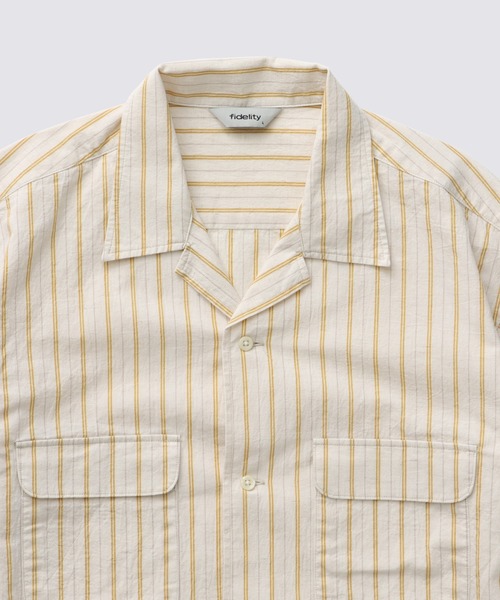 FIDELITY(フィデリティ)の「OGANIC STRIPE S/S SHIRT / 半袖オープンカラーシャツ(シャツ/ブラウス・メンズ・アイボリー/チャコール・MEDIUM/LARGE)」の5枚目の写真