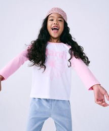 Mardi Mercredi（マルディメクルディ）の「KIDS TSHIRT RAGLAN FLOWERMARDI / キッズ Tシャツ ラグラン フラワーマルディ（Tシャツ/カットソー）」