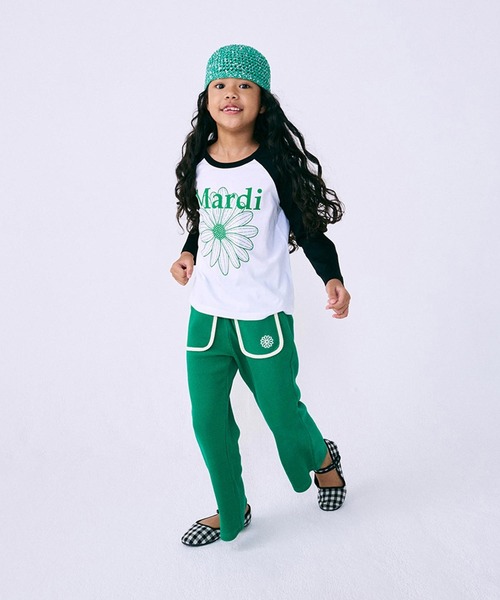 Mardi Mercredi(マルディメクルディ)の「KIDS TSHIRT RAGLAN FLOWERMARDI / キッズ Tシャツ ラグラン フラワーマルディ(Tシャツ/カットソー・キッズ・ネイビー/ブラック/ピンク/グリーン・110cm/100cm/130cm/120cm)」の11枚目の写真