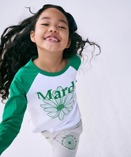 Mardi Mercredi(マルディメクルディ)の「KIDS TSHIRT RAGLAN FLOWERMARDI / キッズ Tシャツ ラグラン フラワーマルディ(Tシャツ/カットソー・キッズ・ネイビー/ブラック/ピンク/グリーン・110cm/100cm/130cm/120cm)」の17枚目の写真