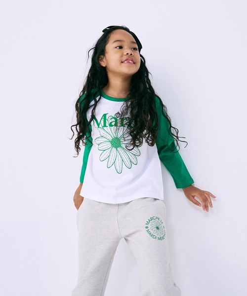 Mardi Mercredi(マルディメクルディ)の「KIDS TSHIRT RAGLAN FLOWERMARDI / キッズ Tシャツ ラグラン フラワーマルディ(Tシャツ/カットソー・キッズ・ネイビー/ブラック/ピンク/グリーン・110cm/100cm/130cm/120cm)」の18枚目の写真