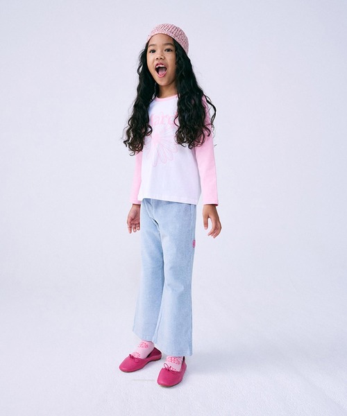 Mardi Mercredi(マルディメクルディ)の「KIDS TSHIRT RAGLAN FLOWERMARDI / キッズ Tシャツ ラグラン フラワーマルディ(Tシャツ/カットソー・キッズ・ネイビー/ブラック/ピンク/グリーン・110cm/100cm/130cm/120cm)」の7枚目の写真