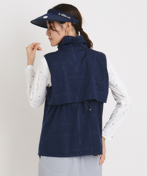 adabat（アダバット）の「撥水加工 ロゴチェックジップアップベスト（ベスト・レディース・ネイビー/ホワイト・38/40/42）」の10枚目の写真