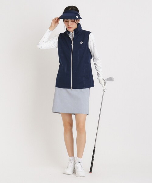 adabat（アダバット）の「撥水加工 ロゴチェックジップアップベスト（ベスト・レディース・ネイビー/ホワイト・38/40/42）」の12枚目の写真