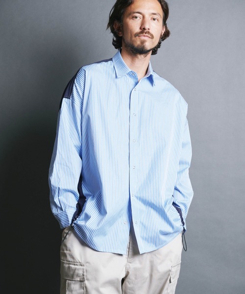 Magine（マージン）の「【SELECT】IR:BI PATTRN BIG SHIRTS L/S/バイパターン ストライプ ビッグシャツ ロングスリーブ（シャツ/ブラウス・メンズ・ストライプ/ホワイト/ブラック×ホワイト/ブラック・M/L）」の4枚目の写真