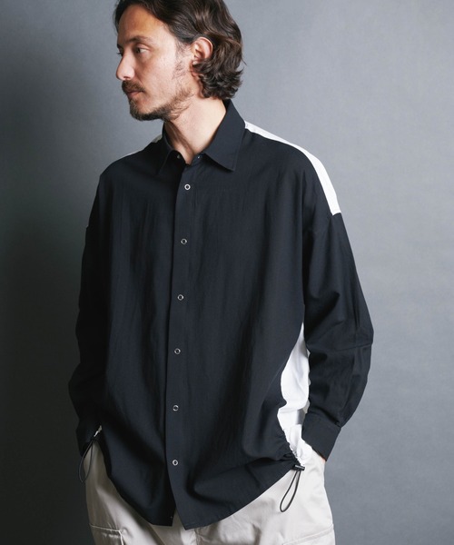 Magine（マージン）の「【SELECT】IR:BI PATTRN BIG SHIRTS L/S/バイパターン ストライプ ビッグシャツ ロングスリーブ（シャツ/ブラウス・メンズ・ストライプ/ホワイト/ブラック×ホワイト/ブラック・M/L）」の12枚目の写真