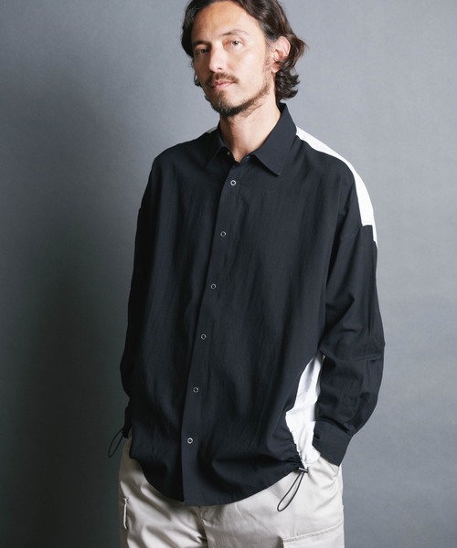 Magine（マージン）の「【SELECT】IR:BI PATTRN BIG SHIRTS L/S/バイパターン ストライプ ビッグシャツ ロングスリーブ（シャツ/ブラウス・メンズ・ストライプ/ホワイト/ブラック×ホワイト/ブラック・M/L）」の13枚目の写真