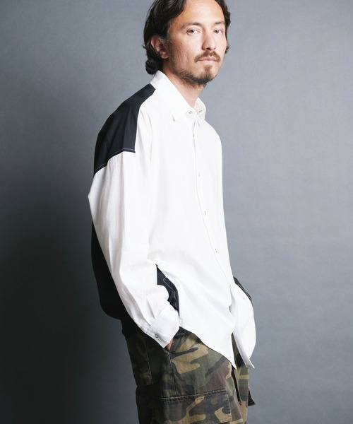 Magine（マージン）の「【SELECT】IR:BI PATTRN BIG SHIRTS L/S/バイパターン ストライプ ビッグシャツ ロングスリーブ（シャツ/ブラウス・メンズ・ストライプ/ホワイト/ブラック×ホワイト/ブラック・M/L）」の7枚目の写真