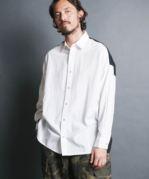 Magine（マージン）の「【SELECT】IR:BI PATTRN BIG SHIRTS L/S/バイパターン ストライプ ビッグシャツ ロングスリーブ（シャツ/ブラウス・メンズ・ストライプ/ホワイト/ブラック×ホワイト/ブラック・M/L）」の9枚目の写真