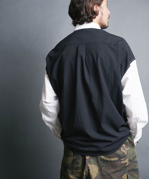 Magine（マージン）の「【SELECT】IR:BI PATTRN BIG SHIRTS L/S/バイパターン ストライプ ビッグシャツ ロングスリーブ（シャツ/ブラウス・メンズ・ストライプ/ホワイト/ブラック×ホワイト/ブラック・M/L）」の10枚目の写真