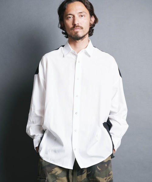 Magine（マージン）の「【SELECT】IR:BI PATTRN BIG SHIRTS L/S/バイパターン ストライプ ビッグシャツ ロングスリーブ（シャツ/ブラウス・メンズ・ストライプ/ホワイト/ブラック×ホワイト/ブラック・M/L）」の6枚目の写真