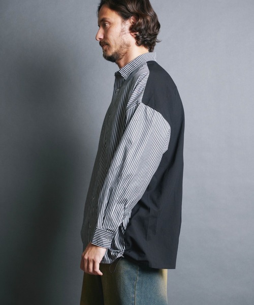 Magine（マージン）の「【SELECT】IR:BI PATTRN BIG SHIRTS L/S/バイパターン ストライプ ビッグシャツ ロングスリーブ（シャツ/ブラウス・メンズ・ストライプ/ホワイト/ブラック×ホワイト/ブラック・M/L）」の17枚目の写真