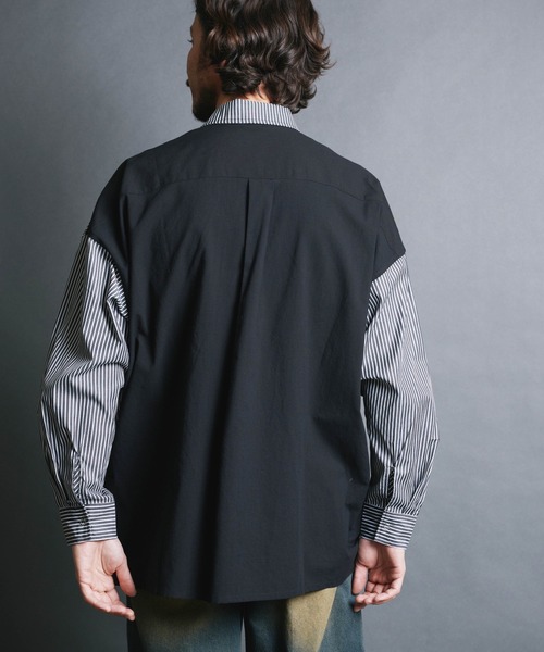 Magine（マージン）の「【SELECT】IR:BI PATTRN BIG SHIRTS L/S/バイパターン ストライプ ビッグシャツ ロングスリーブ（シャツ/ブラウス・メンズ・ストライプ/ホワイト/ブラック×ホワイト/ブラック・M/L）」の18枚目の写真