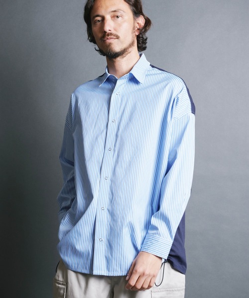 Magine（マージン）の「【SELECT】IR:BI PATTRN BIG SHIRTS L/S/バイパターン ストライプ ビッグシャツ ロングスリーブ（シャツ/ブラウス・メンズ・ストライプ/ホワイト/ブラック×ホワイト/ブラック・M/L）」の20枚目の写真