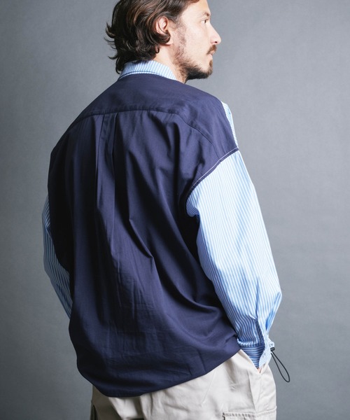 Magine（マージン）の「【SELECT】IR:BI PATTRN BIG SHIRTS L/S/バイパターン ストライプ ビッグシャツ ロングスリーブ（シャツ/ブラウス・メンズ・ストライプ/ホワイト/ブラック×ホワイト/ブラック・M/L）」の22枚目の写真