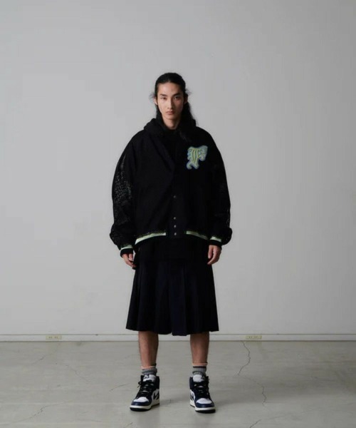 FACETASM（ファセッタズム）の「【FACETASM / ファセッタズム】MESH STADIUM JACKET / ブラック [NAT-JK-M08]（スタジャン・メンズ・ブラック・4）」の6枚目の写真
