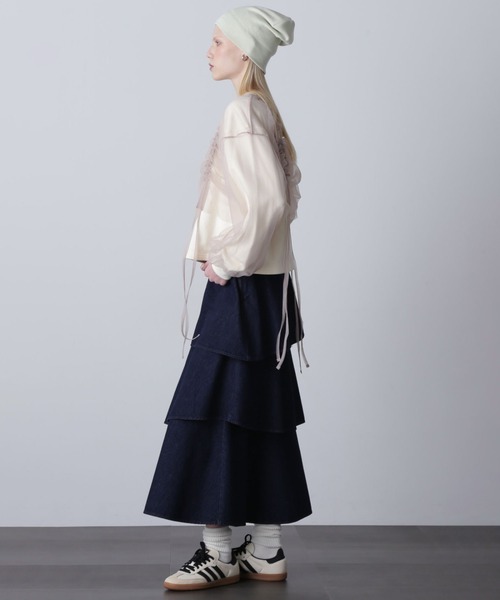 ROSE BUD（ローズバッド）の「ティアードデニムスカート（デニムスカート・レディース・ネイビー/ブラック・ONE SIZE）」の4枚目の写真