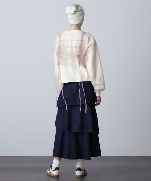 ROSE BUD（ローズバッド）の「ティアードデニムスカート（デニムスカート・レディース・ネイビー/ブラック・ONE SIZE）」の5枚目の写真