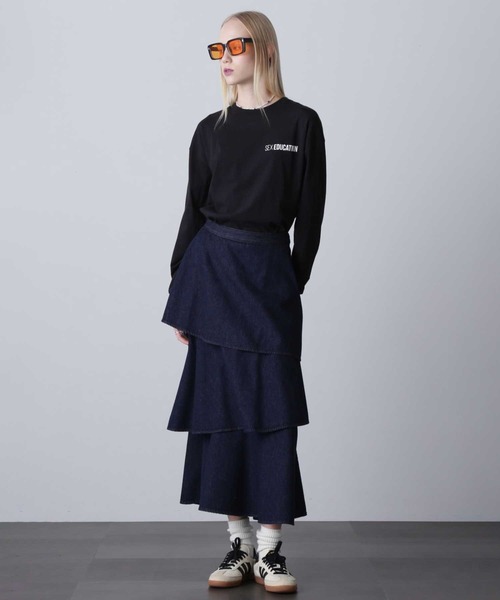 ROSE BUD（ローズバッド）の「ティアードデニムスカート（デニムスカート・レディース・ネイビー/ブラック・ONE SIZE）」の6枚目の写真