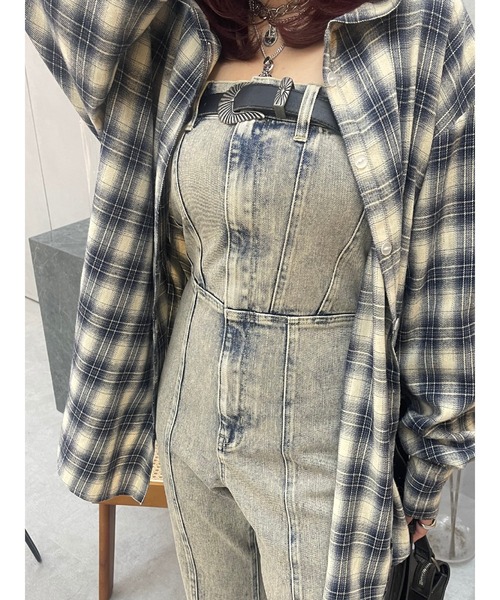 EVRIS(エヴリス)の「デニムベアロンパース(つなぎ/オールインワン・レディース・ベージュ/ブルー/ブラック・MEDIUM/SMALL)」の18枚目の写真