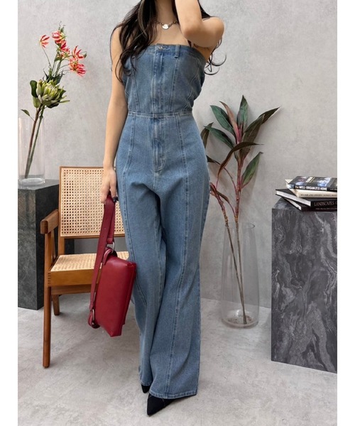 EVRIS(エヴリス)の「デニムベアロンパース(つなぎ/オールインワン・レディース・ベージュ/ブルー/ブラック・MEDIUM/SMALL)」の20枚目の写真