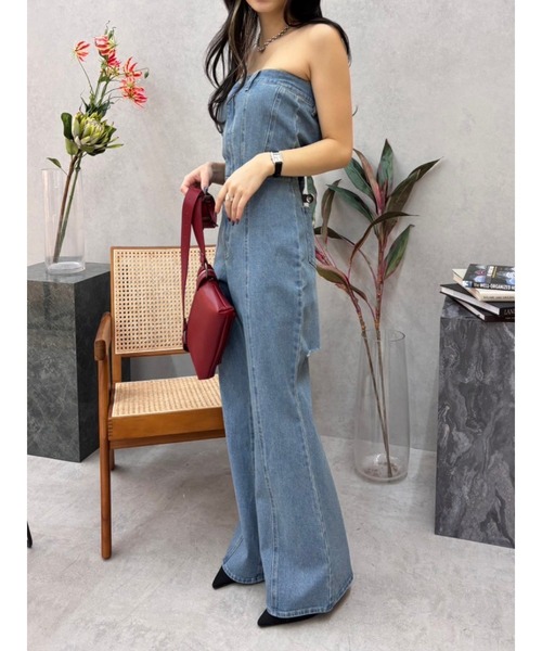 EVRIS(エヴリス)の「デニムベアロンパース(つなぎ/オールインワン・レディース・ベージュ/ブルー/ブラック・MEDIUM/SMALL)」の21枚目の写真