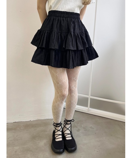 PHILLY（フィリー）の「【PHILLY】コットンレース2段フリルスカート（スカート・レディース・ブラック/アイボリー/ホワイト・FREE）」の16枚目の写真