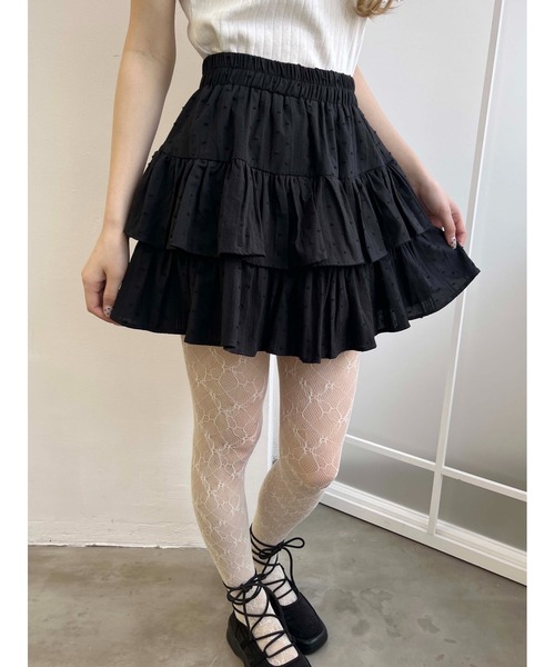 PHILLY（フィリー）の「【PHILLY】コットンレース2段フリルスカート（スカート・レディース・ブラック/アイボリー/ホワイト・FREE）」の14枚目の写真