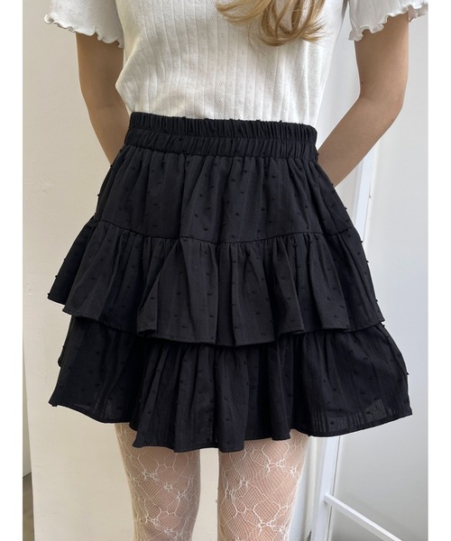 PHILLY（フィリー）の「【PHILLY】コットンレース2段フリルスカート（スカート・レディース・ブラック/アイボリー/ホワイト・FREE）」の15枚目の写真