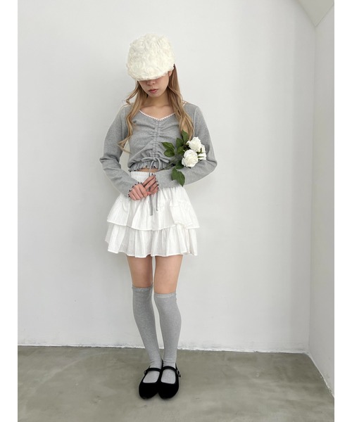 PHILLY（フィリー）の「【PHILLY】コットンレース2段フリルスカート（スカート・レディース・ブラック/アイボリー/ホワイト・FREE）」の9枚目の写真