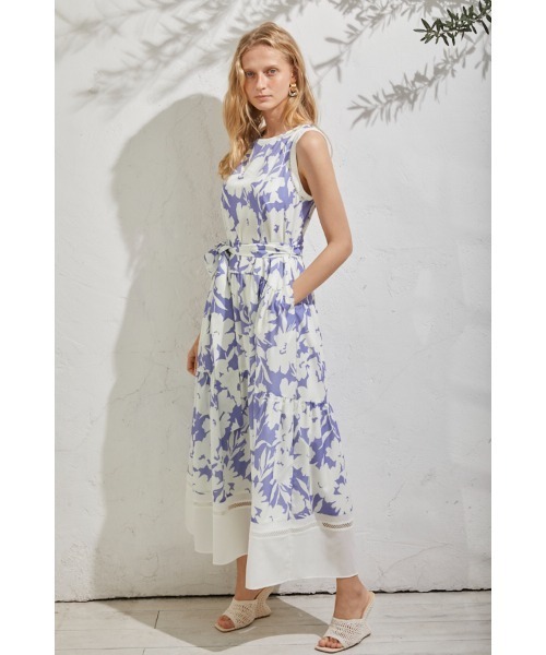 信頼も厚い Elise モノクロマティックプリントドレス Dress Long ワンピース