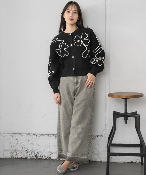 RETRO GIRL(レトロガール)の「コード刺繍カーデ(ニット/セーター・レディース・ナチュラル/ベージュ/ブラック・FREE)」の21枚目の写真