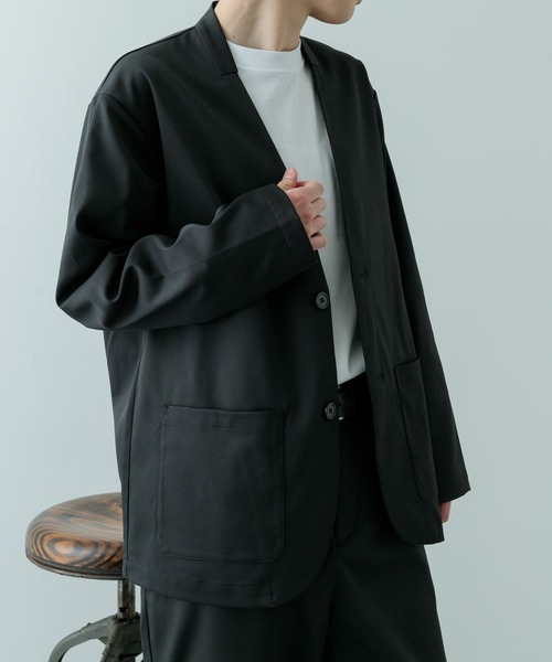 ITEMS URBANRESEARCH（アイテムズ アーバンリサーチ）の「『セットアップ対応』マシンウォッシャブルピケノーラペルジャケット（その他アウター・メンズ・ネイビー/カーキ/ブラック・MEDIUM/LARGE）」の9枚目の写真