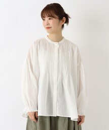 コットン ピンタックブラウス
