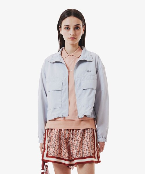 ラコステ（LACOSTE）/撥水 ショート&ワイドシルエット スタンドカラーナイロンブルゾン セール】撥水 ショート&ワイドシルエット スタンドカラーナイロン